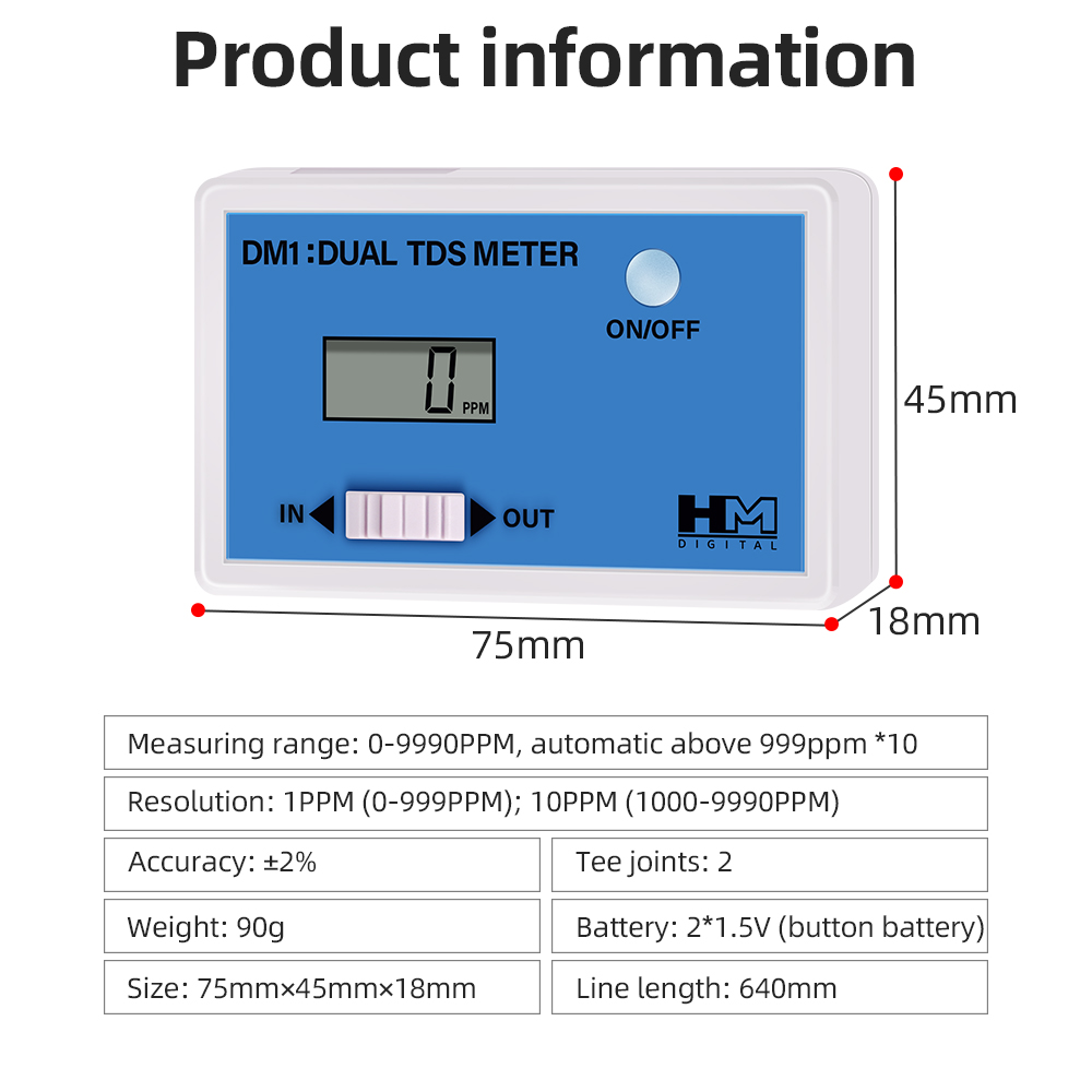 DM1 Dual TDS Water Quality Tes - đánh giá và giá Ph Meter Digital Water Tester